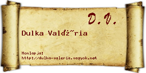 Dulka Valéria névjegykártya